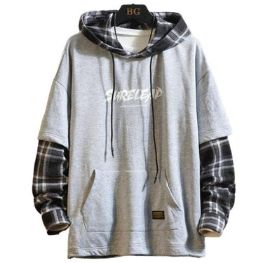 Tartan Patchwork Layered Hoodie Mens Hoodie 3 Colours Casual Skater Hip Hop Fashion Lightweight Everyday Hoodie from NSE Imports #2.